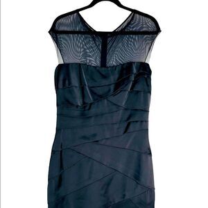 Tadashi Shoji Black Satin & Mesh Dress